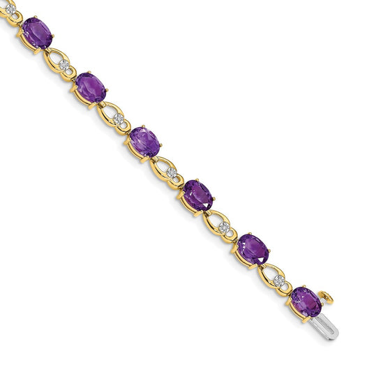 High-Quality 14K Gold Amethyst & Diamond Bracelet - Stylish Luxury Value