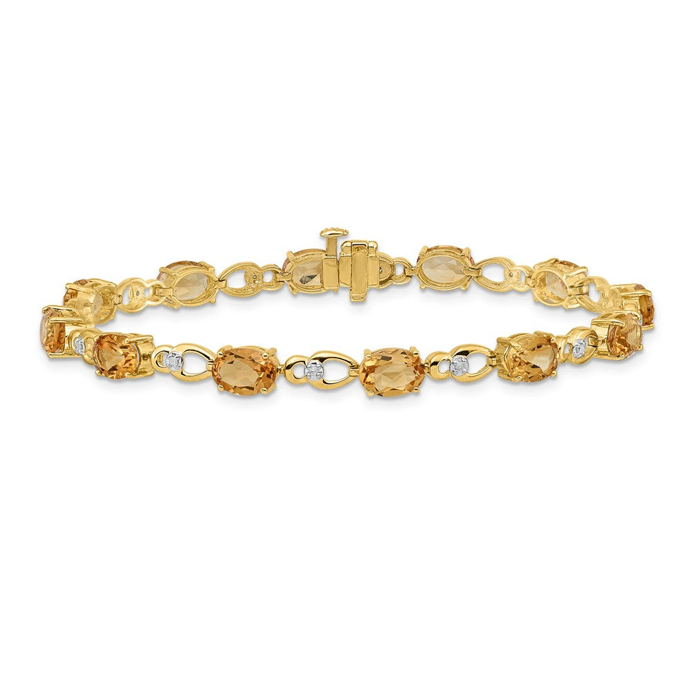 High-Quality 14K Gold Citrine & Diamond Bracelet - Stylish Luxury for Less