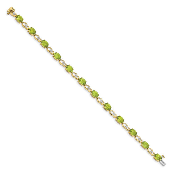 14K Gold Peridot & Diamond Bracelet