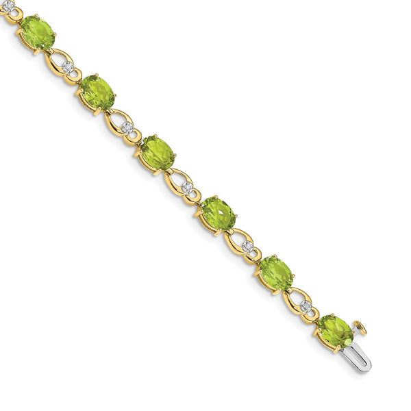 14K Gold Peridot & Diamond Bracelet