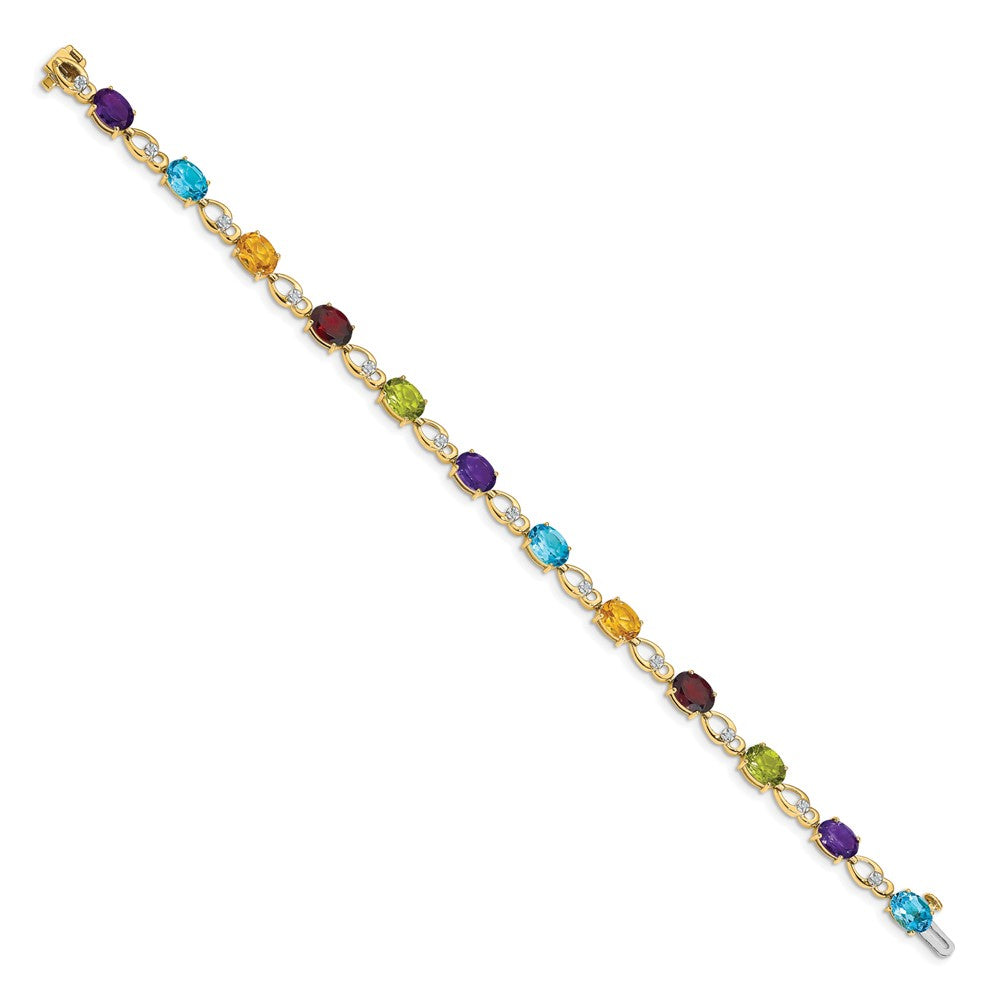 Shop Exclusive 14K Gold Rainbow Gemstone & Diamond Bracelet - Stylish Luxury Design