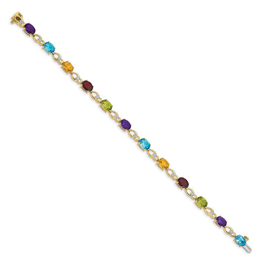 Shop Exclusive 14K Gold Rainbow Gemstone & Diamond Bracelet - Stylish Luxury Design
