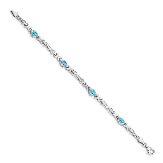 Shop Stylish 14K White Gold Bracelet with Blue Topaz Accents - Affordable Luxury