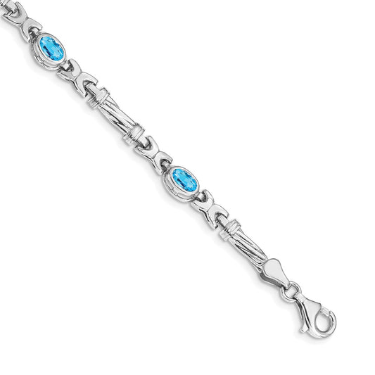 Shop Stylish 14K White Gold Bracelet with Blue Topaz Accents - Affordable Luxury