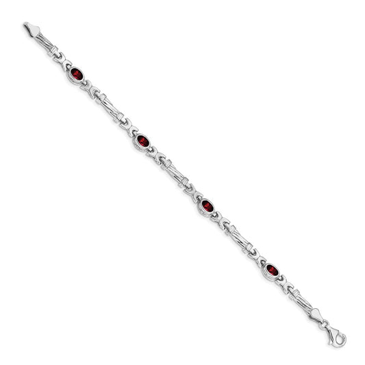 Buy Stylish 14K White Gold Garnet Bracelet - Affordable Luxury Jewelry, 7"