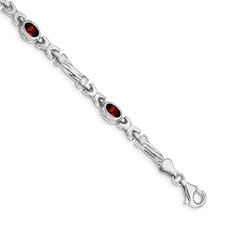 Buy Stylish 14K White Gold Garnet Bracelet - Affordable Luxury Jewelry, 7"