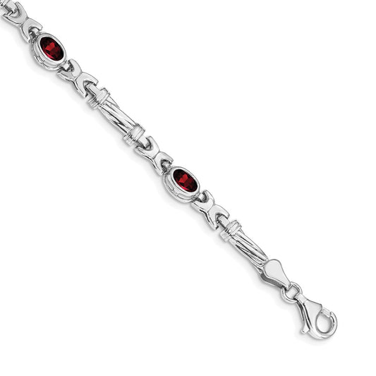 Buy Stylish 14K White Gold Garnet Bracelet - Affordable Luxury Jewelry, 7"