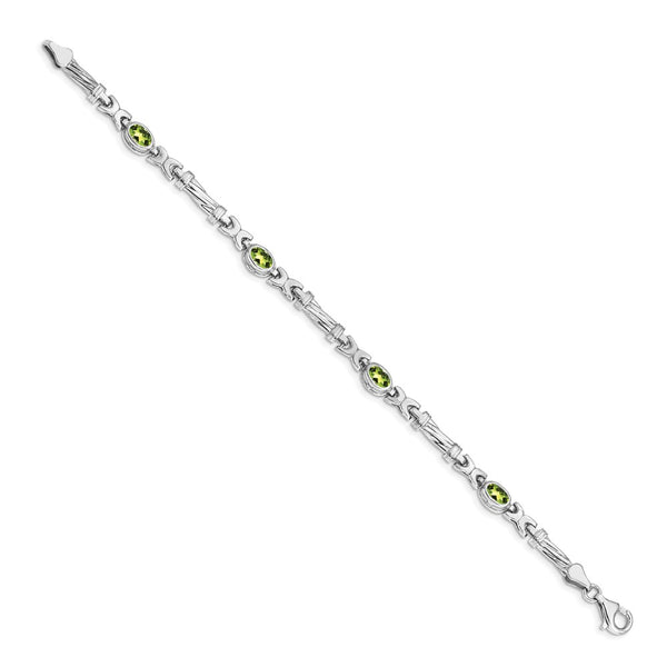 14K White Gold Peridot Bracelet