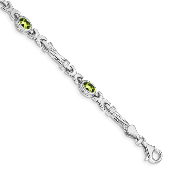 14K White Gold Peridot Bracelet
