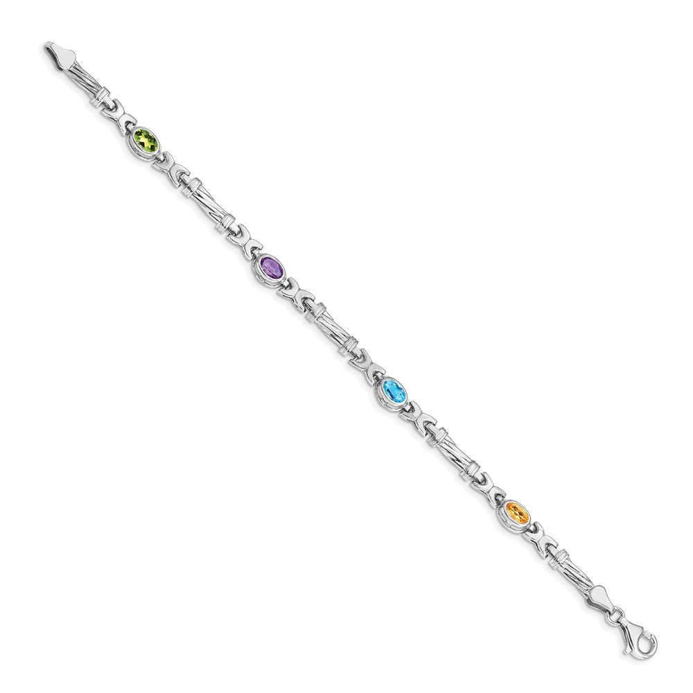 High-Quality 14K White Gold Multi-Colored Gemstone Bracelet - Stylish Value!