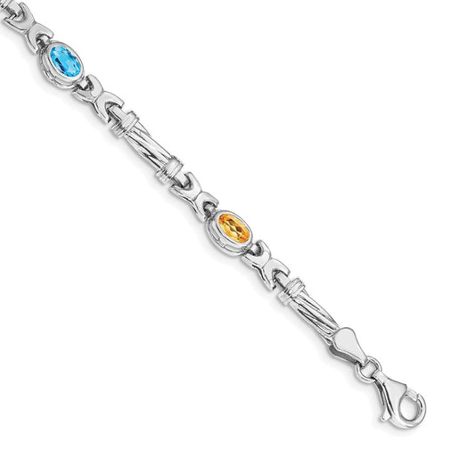 High-Quality 14K White Gold Multi-Colored Gemstone Bracelet - Stylish Value!