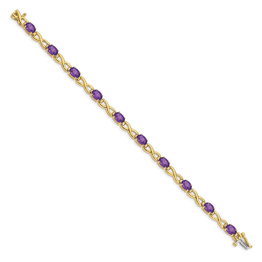 Shop Stylish 14K Gold 7x5mm Oval Amethyst Bracelet - Luxury Value Gift