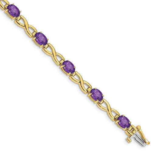 Shop Stylish 14K Gold 7x5mm Oval Amethyst Bracelet - Luxury Value Gift