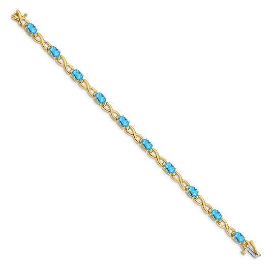 Buy Stylish 14K Gold Bracelet with 7x5mm Oval Blue Topaz - Luxury Value!
