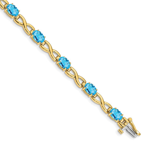 Buy Stylish 14K Gold Bracelet with 7x5mm Oval Blue Topaz - Luxury Value!