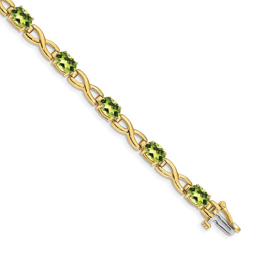 Buy Exclusive 14K Gold Bracelet with 7x5mm Oval Peridot - Stylish Value!