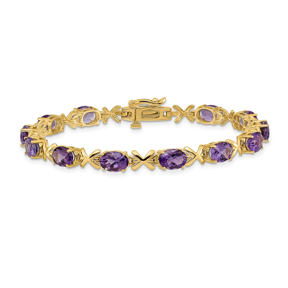 Shop Stylish 14K Gold 7x5mm Oval Amethyst Bracelet - Affordable Luxury Gemstone Jewelry
