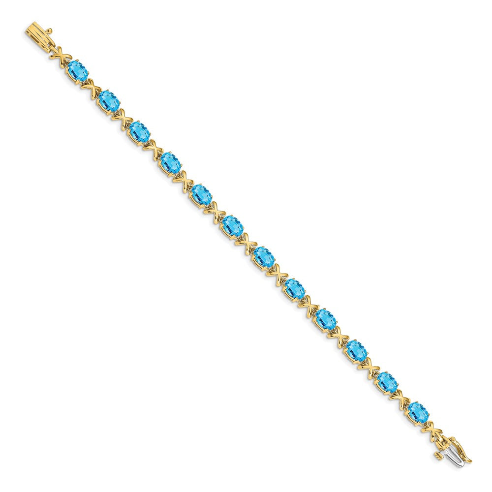 Buy Stylish 14K Gold Bracelet with 7x5mm Oval Blue Topaz | Luxury Value