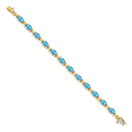 Buy Stylish 14K Gold Bracelet with 7x5mm Oval Blue Topaz | Luxury Value