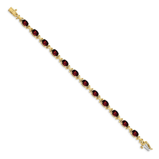 Buy Exclusive 14K Gold Oval Garnet Bracelet - 7x5mm Stones, Stylish Value!