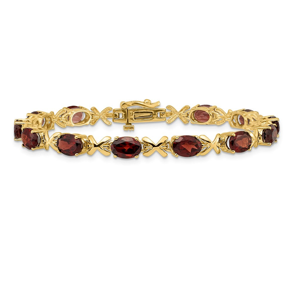 Buy Exclusive 14K Gold Oval Garnet Bracelet - 7x5mm Stones, Stylish Value!