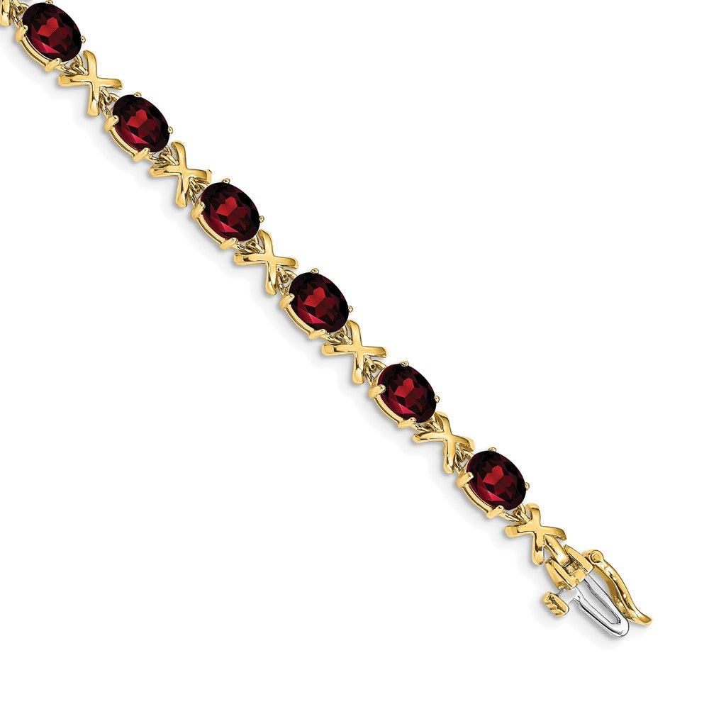 Buy Exclusive 14K Gold Oval Garnet Bracelet - 7x5mm Stones, Stylish Value!