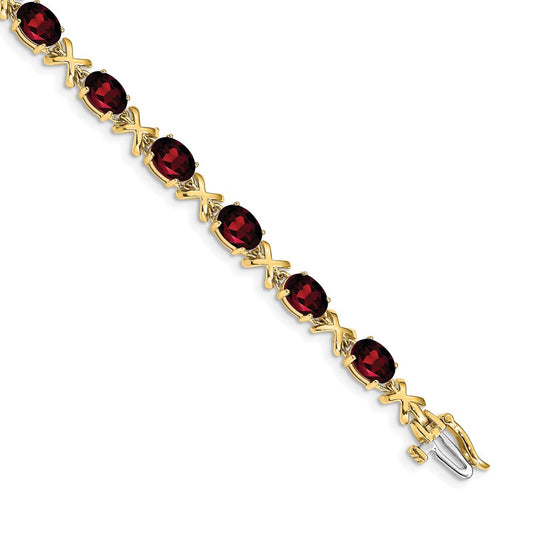 Buy Exclusive 14K Gold Oval Garnet Bracelet - 7x5mm Stones, Stylish Value!