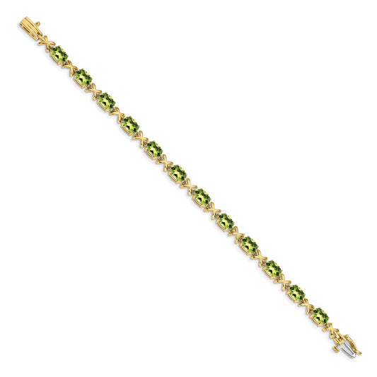 Exclusive 14K Gold 7x5mm Oval Peridot Gemstone Bracelet - Stylish Luxury Value
