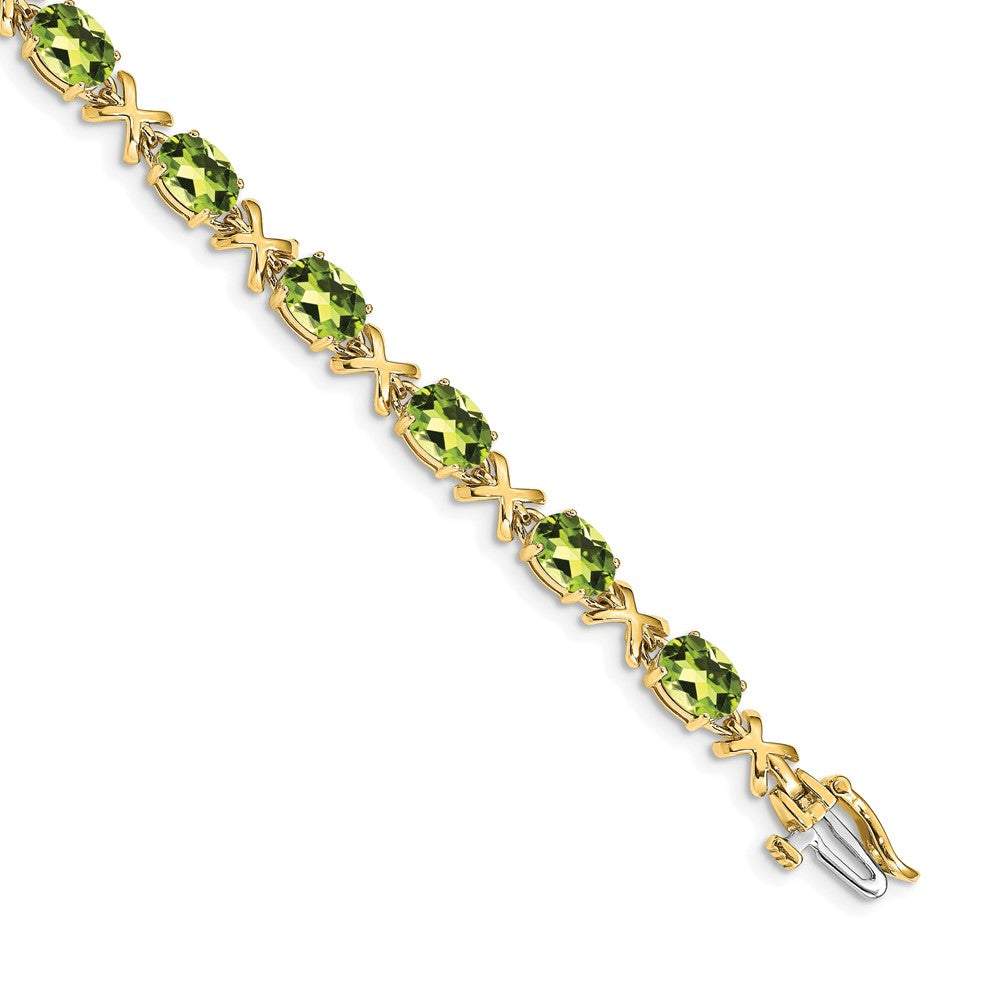 Exclusive 14K Gold 7x5mm Oval Peridot Gemstone Bracelet - Stylish Luxury Value