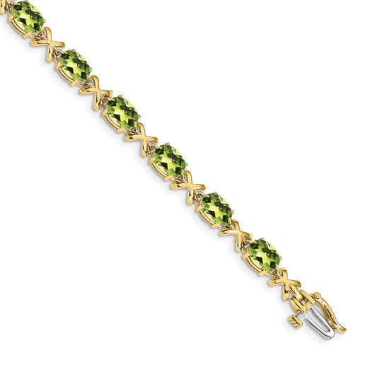 Exclusive 14K Gold 7x5mm Oval Peridot Gemstone Bracelet - Stylish Luxury Value