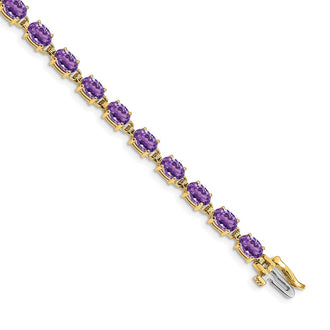 Buy Exclusive 14K Gold 6x4mm Oval Cut Amethyst Bracelet - Stylish Luxury Value!