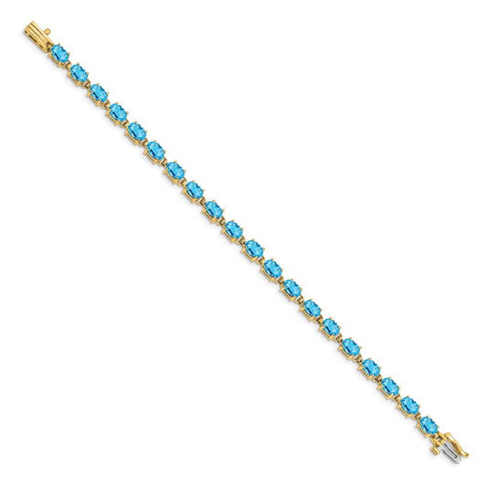 Buy Stylish 14K Gold Bracelet with 6x4mm Oval Blue Gemstone - Luxury Value