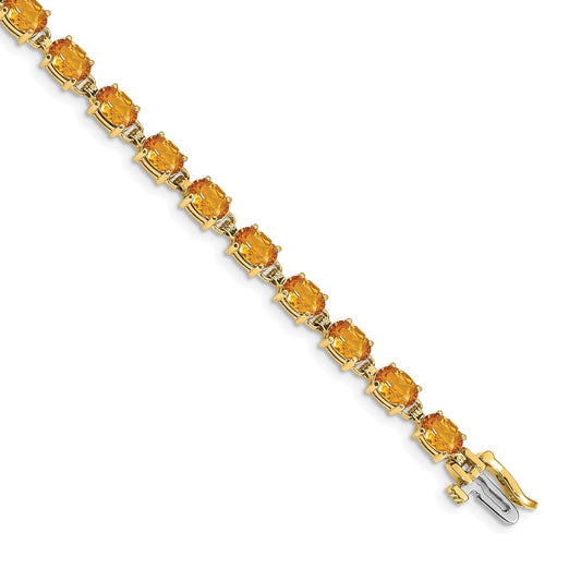 Shop Stylish 14K Gold 6x4mm Oval Citrine Bracelet - Luxury Value Piece!