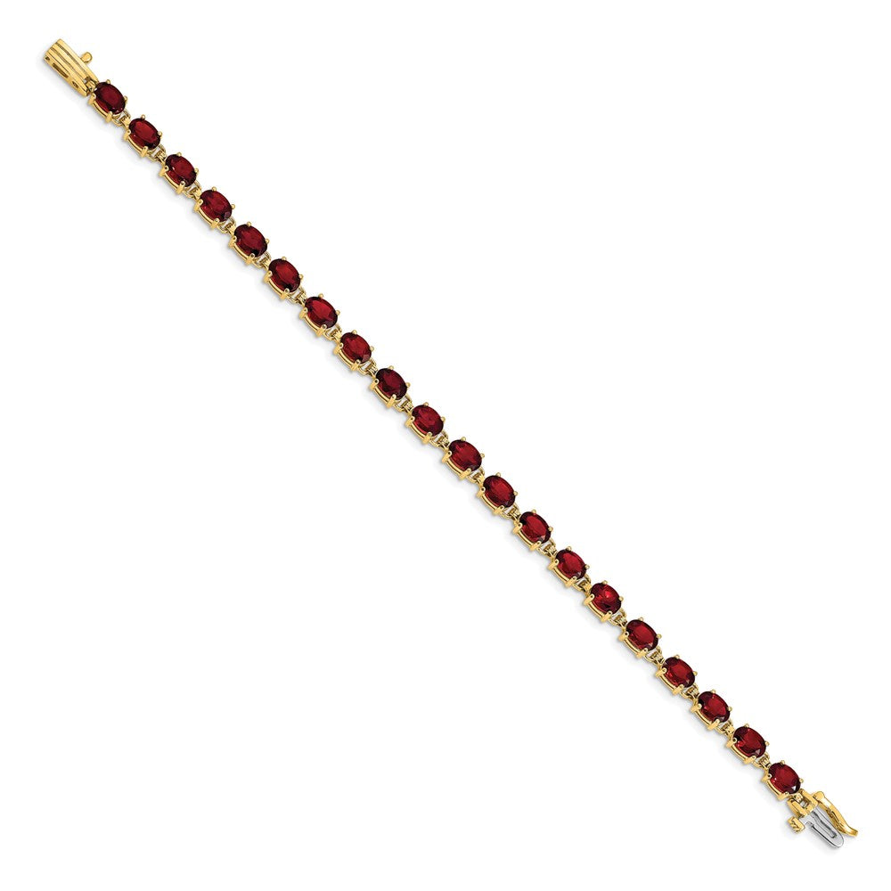 Exclusive 14K Gold 6x4mm Oval Garnet Bracelet - Stylish Luxury Value Offer!