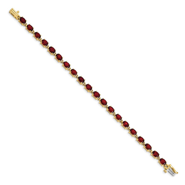 14K Gold 6x4mm Oval Garnet Bracelet
