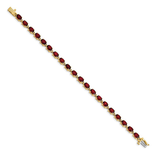 Exclusive 14K Gold 6x4mm Oval Garnet Bracelet - Stylish Luxury Value Offer!