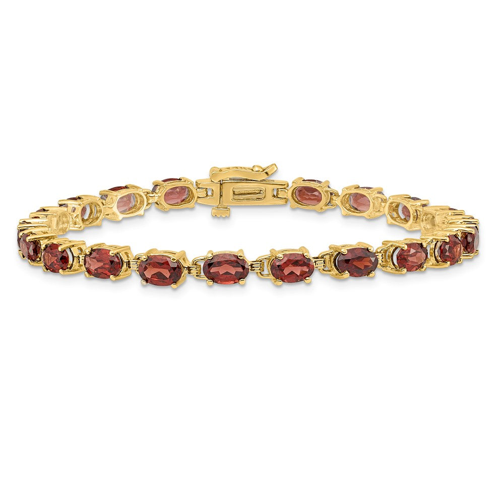 Exclusive 14K Gold 6x4mm Oval Garnet Bracelet - Stylish Luxury Value Offer!
