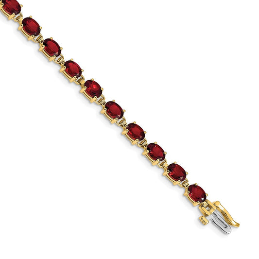 Exclusive 14K Gold 6x4mm Oval Garnet Bracelet - Stylish Luxury Value Offer!