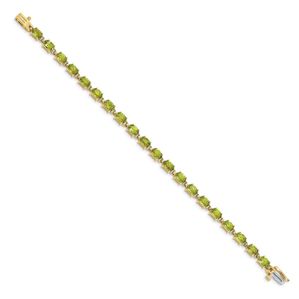 14K Gold 6x4mm Oval Peridot Bracelet