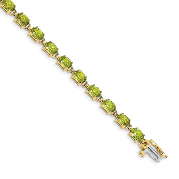 14K Gold 6x4mm Oval Peridot Bracelet