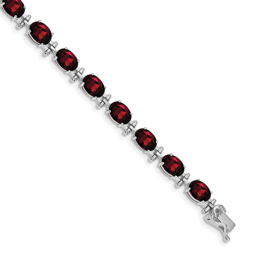 High-Quality 14K White Gold Garnet Bracelet - Stylish & Affordable Elegance