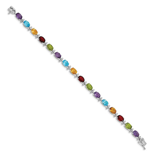 14K White Gold Multicolor Gemstone Bracelet