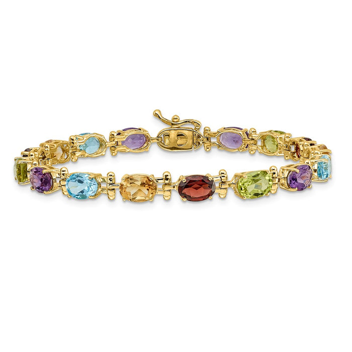 Shop Stylish 14K Gold Rainbow Gemstone Bracelet - 7 Inch, Affordable Luxury-3