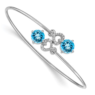 Shop Stylish 14K White Gold Bangle with Blue Topaz & Diamond Accents, 8mm