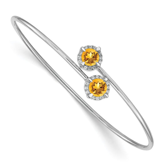 Buy Exclusive 14K White Gold Flexible Bangle with Citrine & Diamond Accents