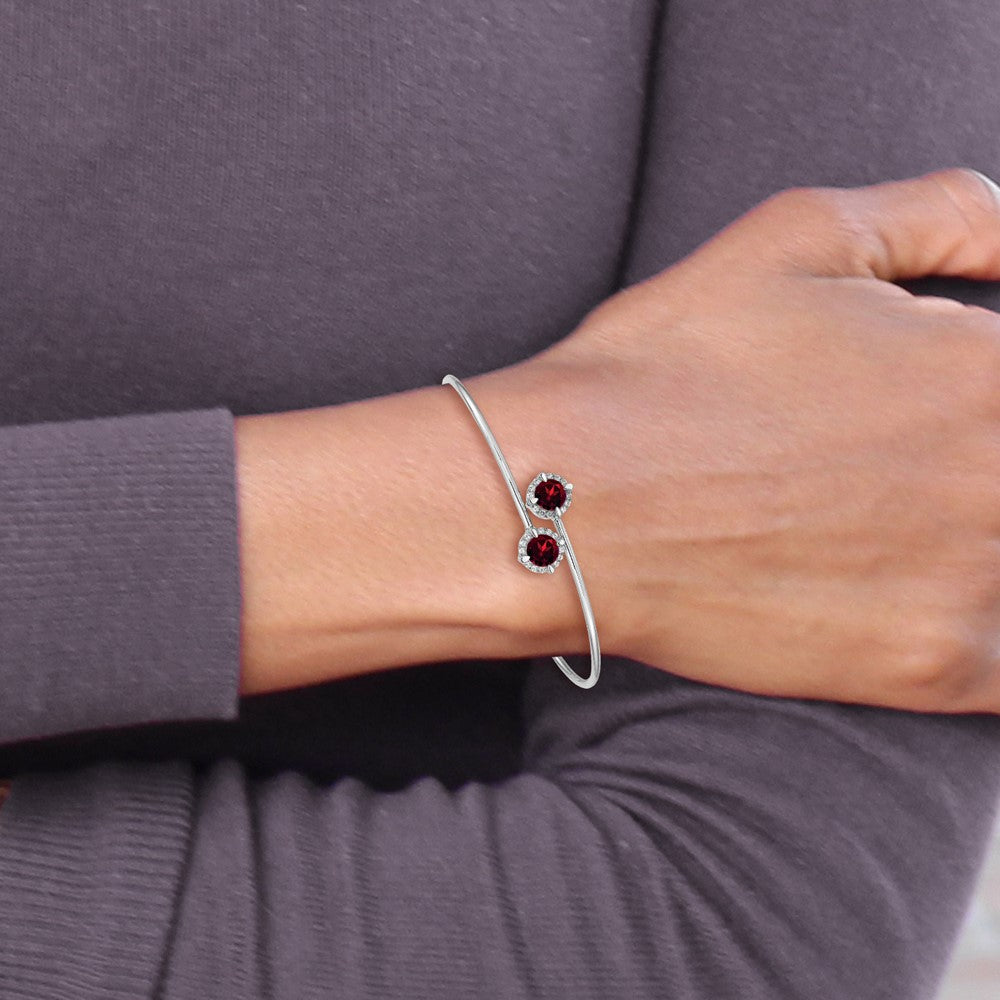 Shop Exclusive 14K White Gold Bangle - Garnet & Diamond Accents, Stylish Design