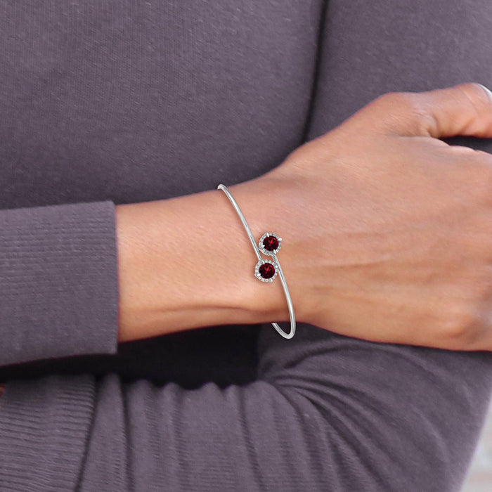 Shop Exclusive 14K White Gold Bangle - Garnet & Diamond Accents, Stylish Design-3