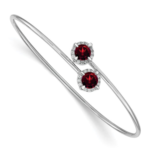 Shop Exclusive 14K White Gold Bangle - Garnet & Diamond Accents, Stylish Design