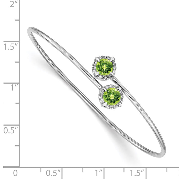 Shop 14K White Gold Adjustable Bangle | Stylish Peridot & Diamond Accents-2