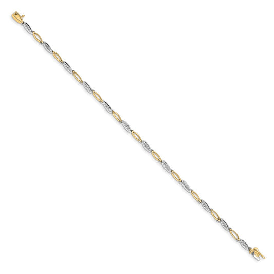 Shop Stylish 14K Two-Tone Diamond Link Bracelet - 7.5 Inches, Luxury Value!